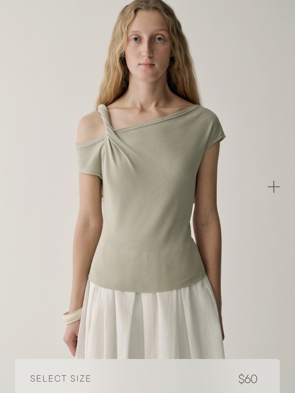 Women’s Light Green One-Shoulder Knot Tank Top
